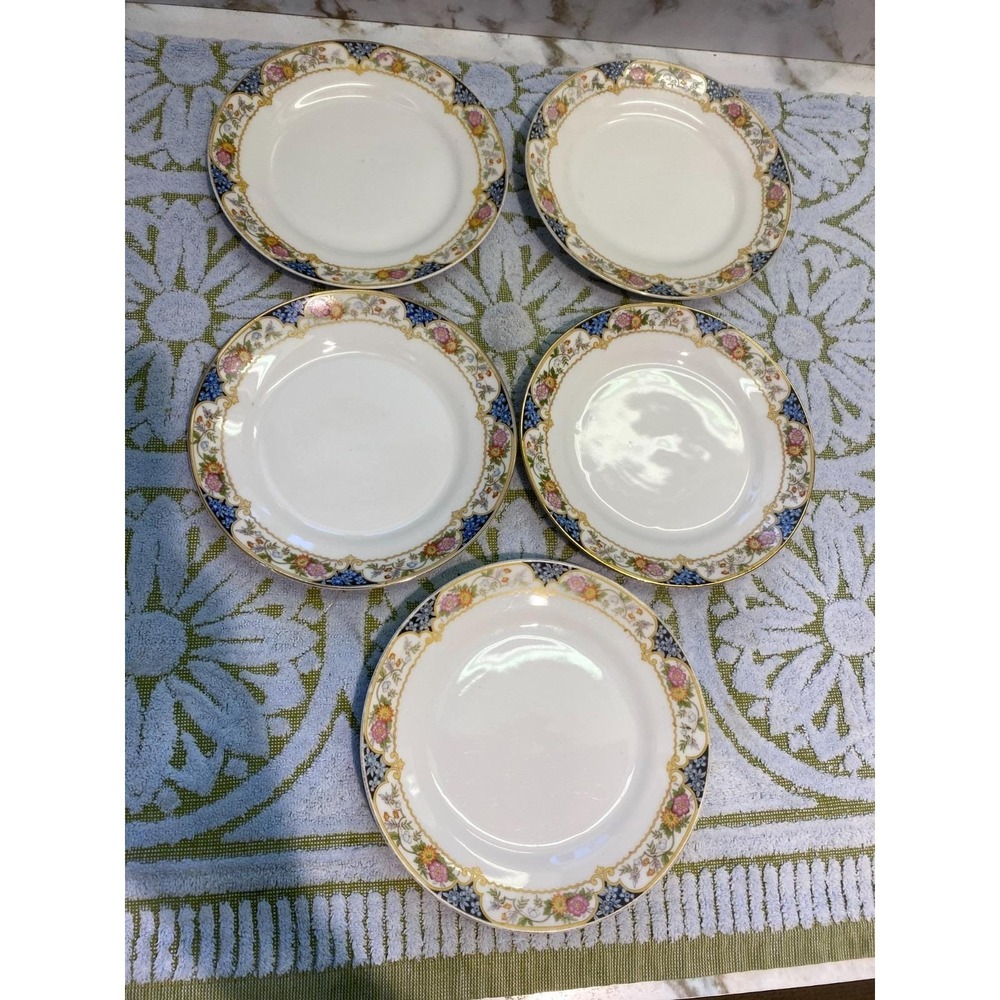 5 Bread Plates Noritake China " The Magenta" Antique Early Century 6 1/2" READ